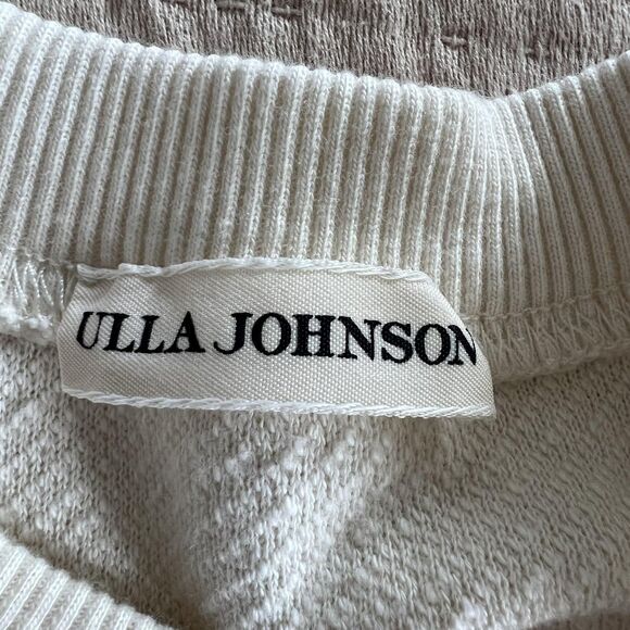 Ulla Johnson Sweater Womens Small Fringe Sleeve Pullover Textured Boho Neutral - Picture 3 of 15